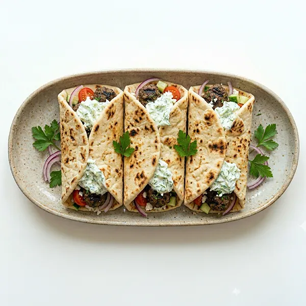 Greek inspired Herby Beef Kofta Wrap With Tzatziki Sauce